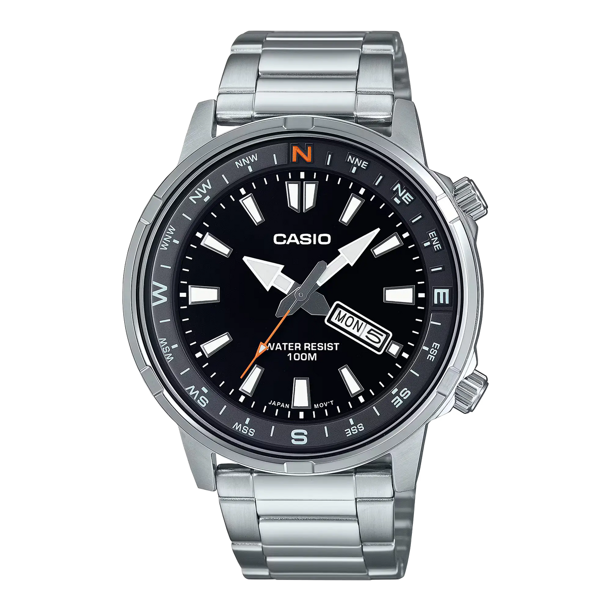 MTD-130D-1A4VDF Casio Black Dial Silver Stainless Steel Chain Analog Quartz Men's Watch
