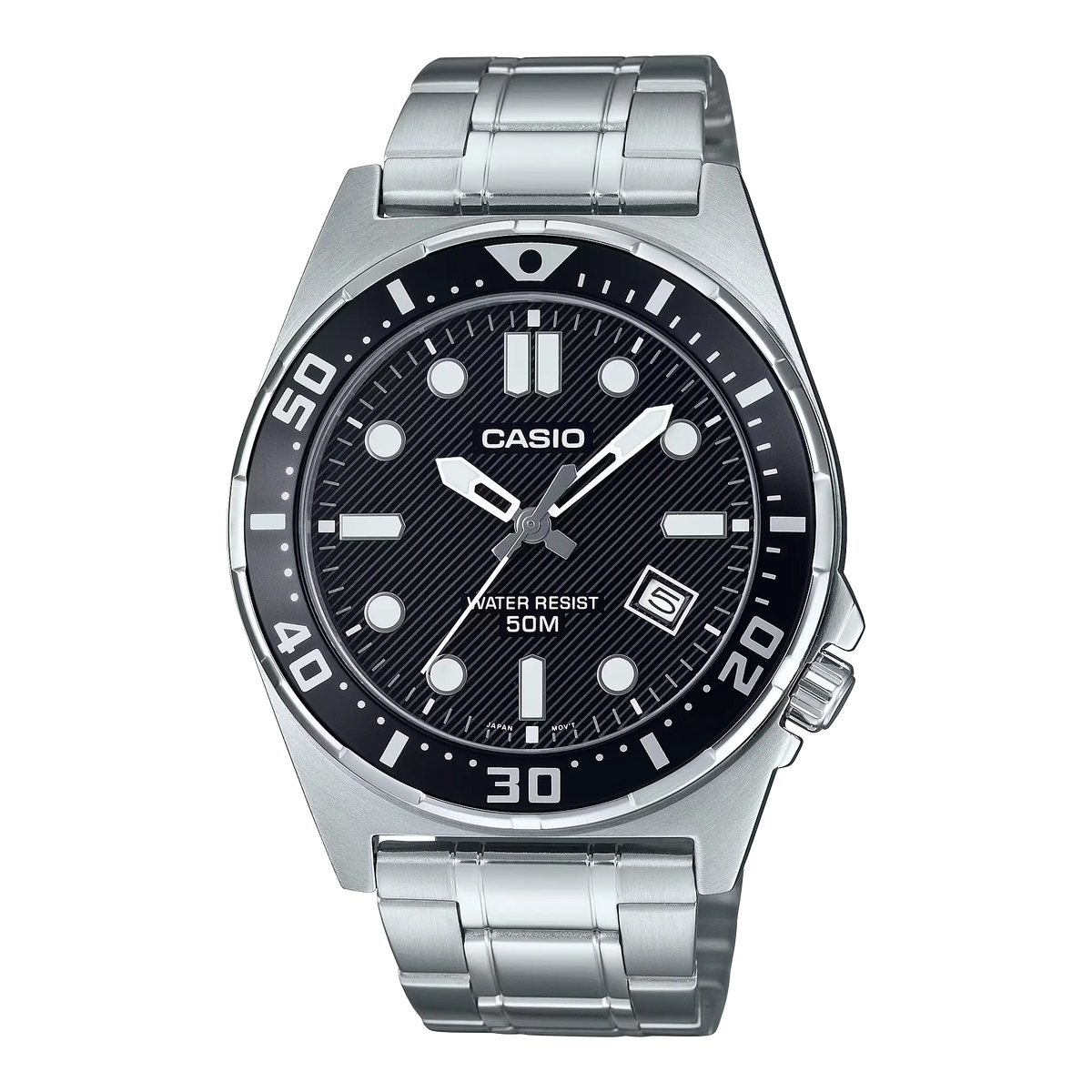 MTD-135-1AVDF Casio Black Dial Steel Case Silicon Strap Analog Quartz Men's Watch.