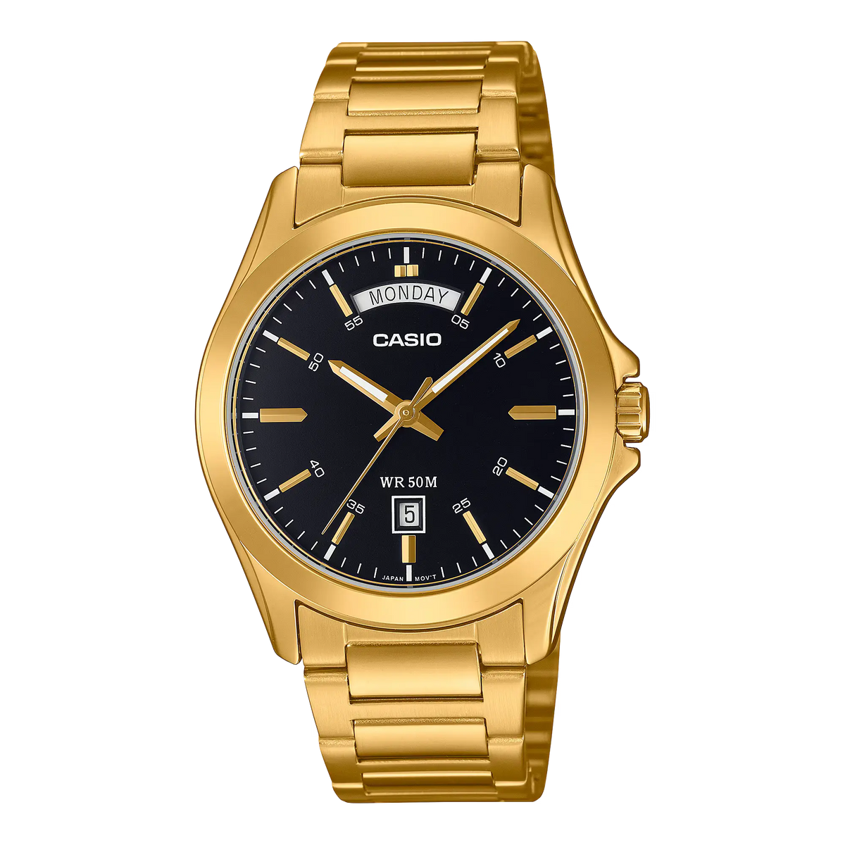 MTP-1370G-1AVDF Black Dial Stainless Steel Analog Quartz Men's Watch.