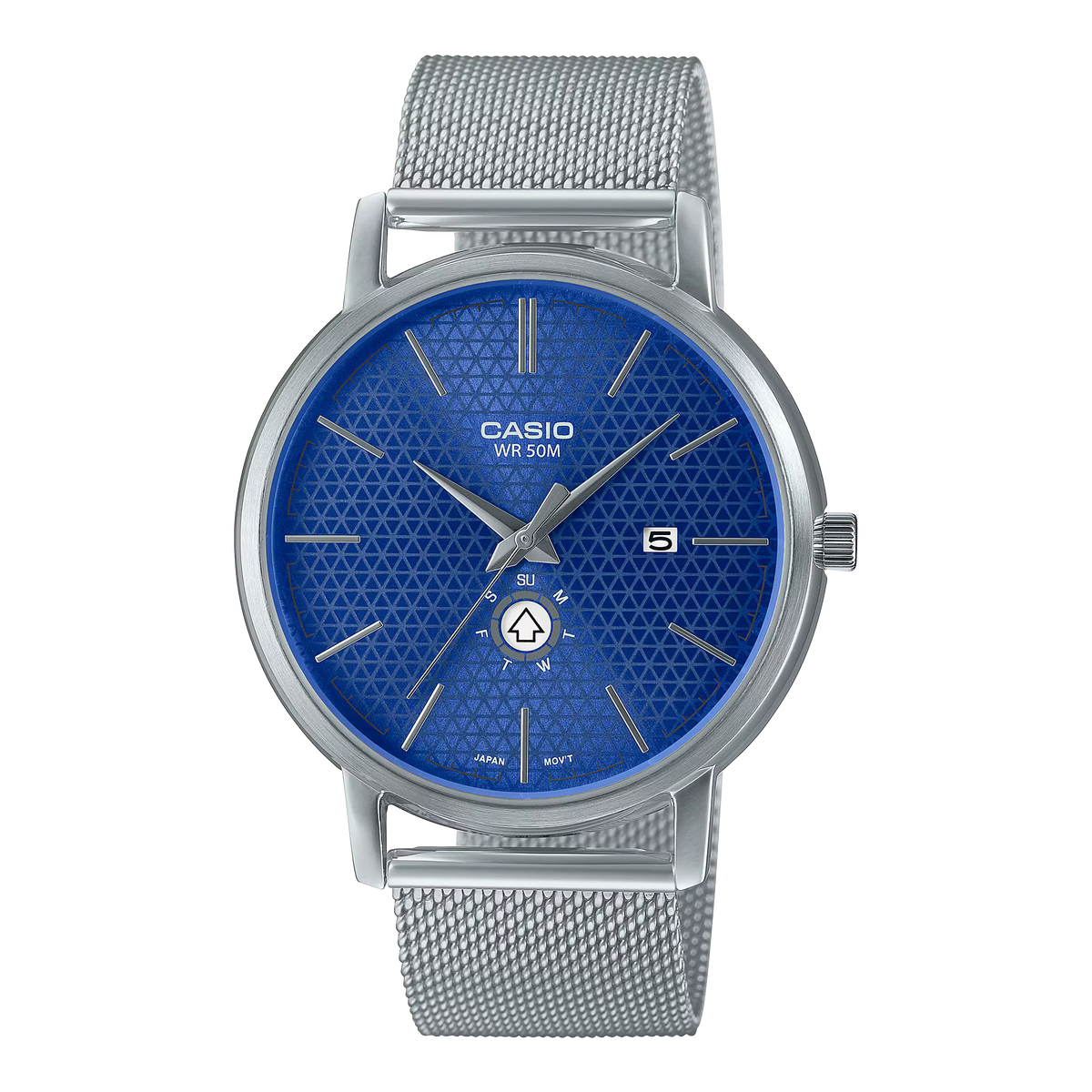 MTP-B125M-2AVDF Casio Blue Dial Silver Stainless Steel Chain Analog Men's Watch.
