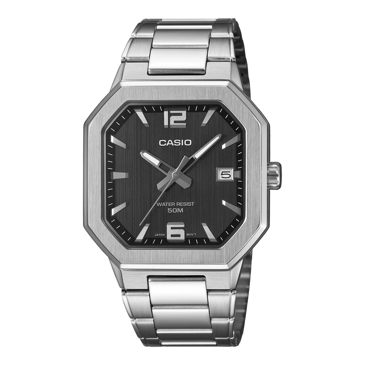 MTP-B195D-1AVDF Casio Black Dial Silver Stainless Steel Chain Analog Men's Watch.