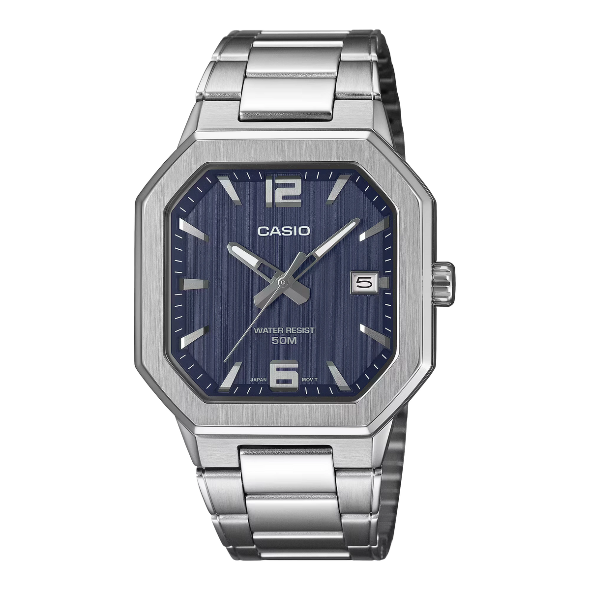 MTP-B195D-2AVDF Casio Blue Dial Silver Stainless Steel Chain Analog Men's Watch.