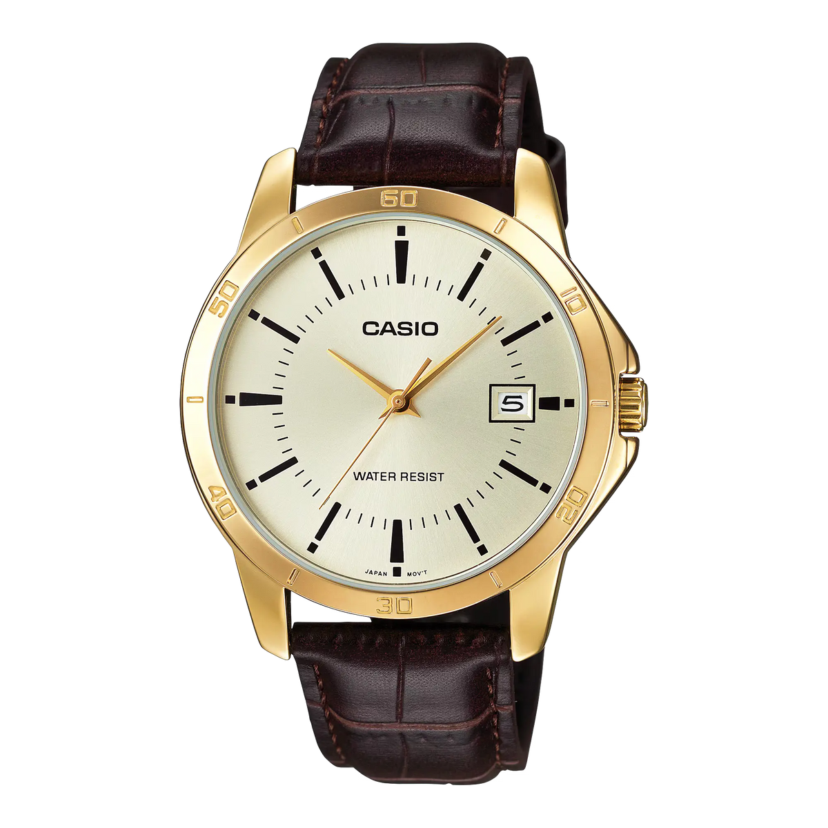 MTP-V004GL-9AUDF Casio Analog Quartz with Leather Strap Men's Watch.