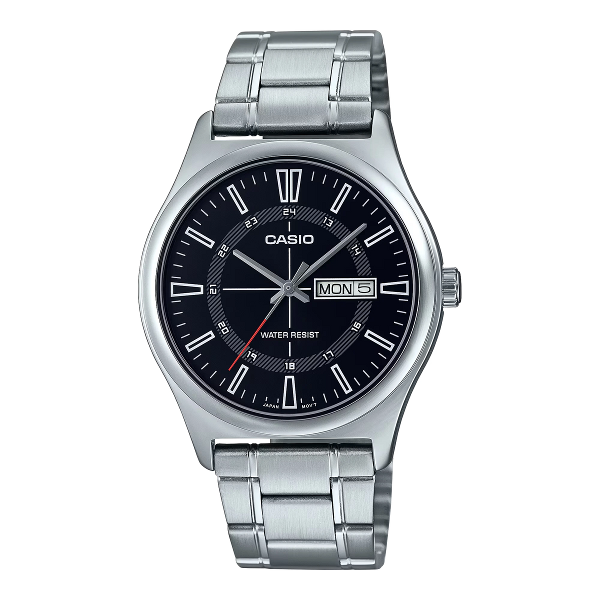 MTP-V006D-1CUDF Casio Black Dial Stainless Steel Chain Analog Quartz Men's Watch.
