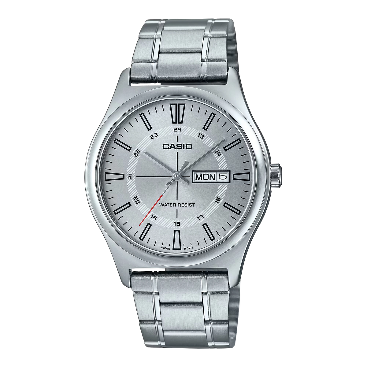 MTP-V006D-7CUDF Casio White Dial Day & Date Stainless Steel Analog Men's Watch.