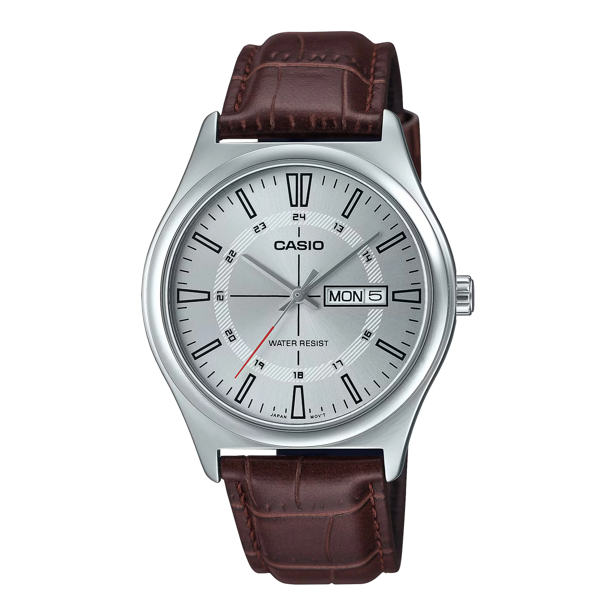 MTP-V006L-7CUDF Casio Silver Dial Silver Case Brown Leather Strap Analog Men's Watch. (Copy)