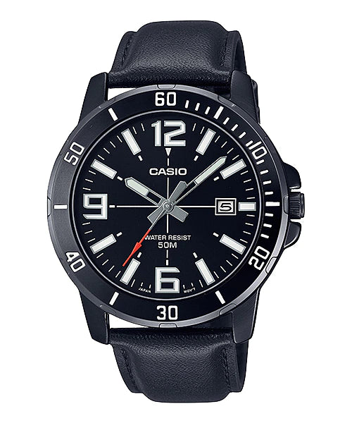 MTP-VD01BL-1BVUDF Black Dial Stainless Steel Black Strap Analog Quartz Men's Watch.