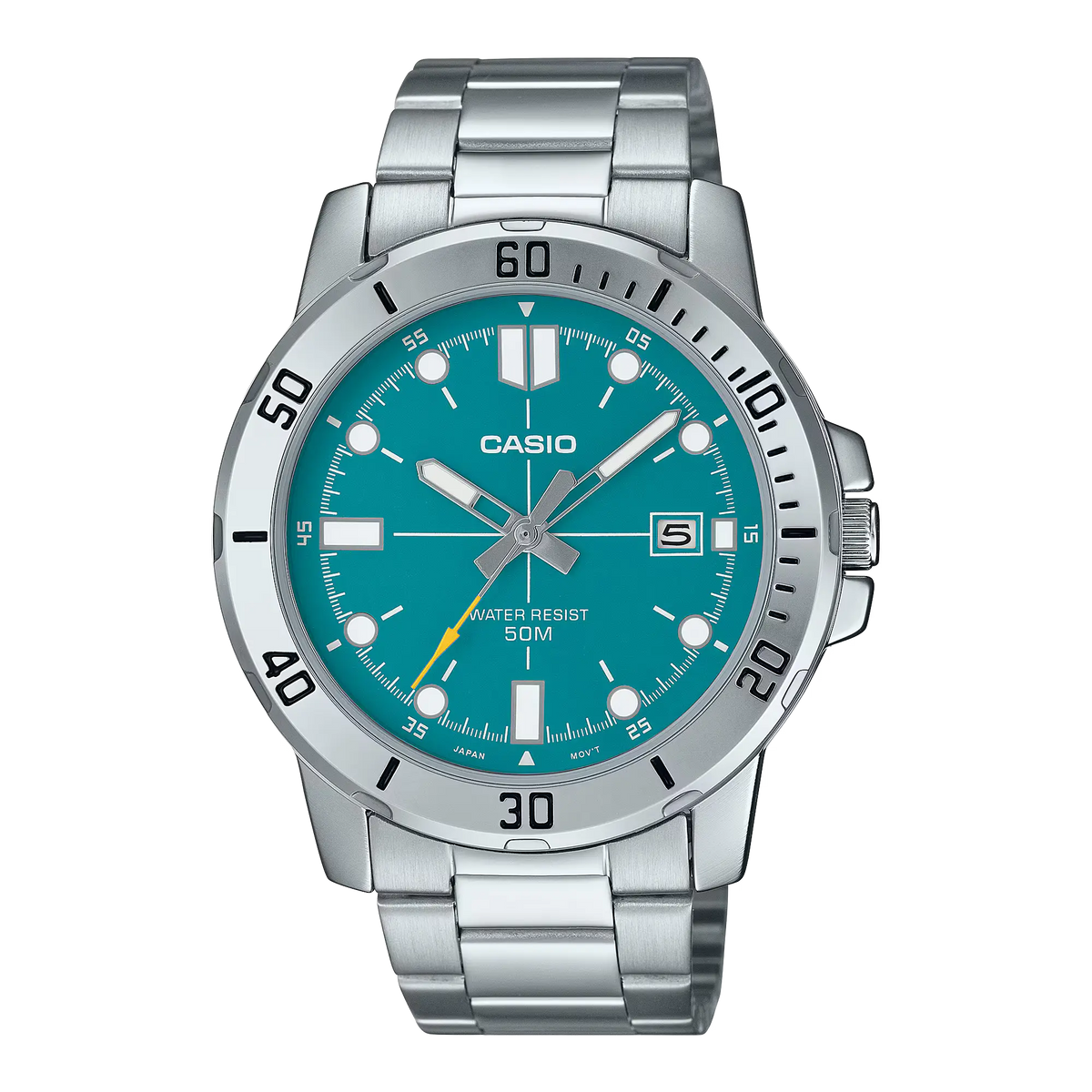 MTP-VD01D-3E2VUDF Casio Sea Green Dial Silver Stainless Steel Chain Analog Men's Watch.