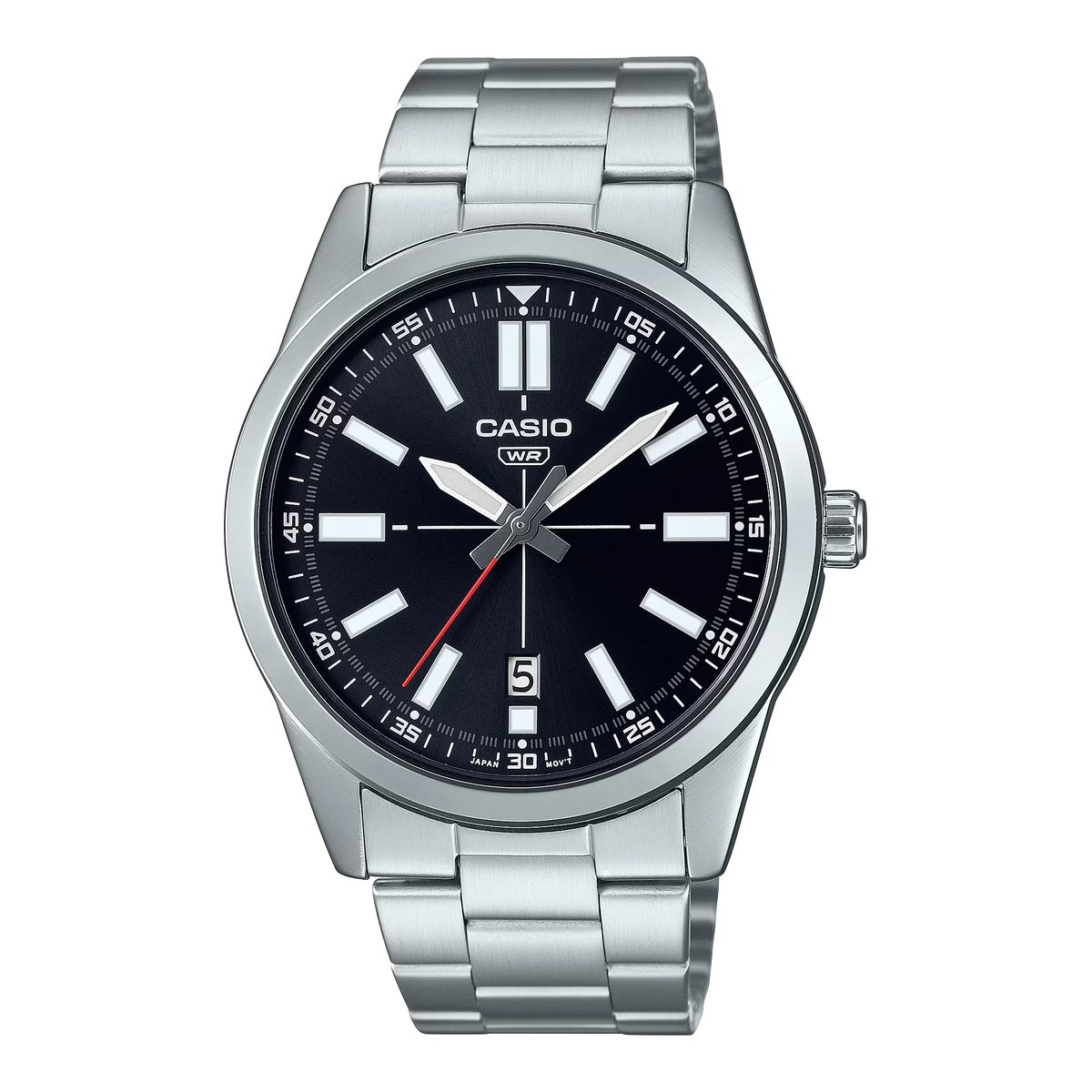 MTP-VD02D-1EUDF Casio Stainless Steel Analog Quartz Black Dial Men's Watch.