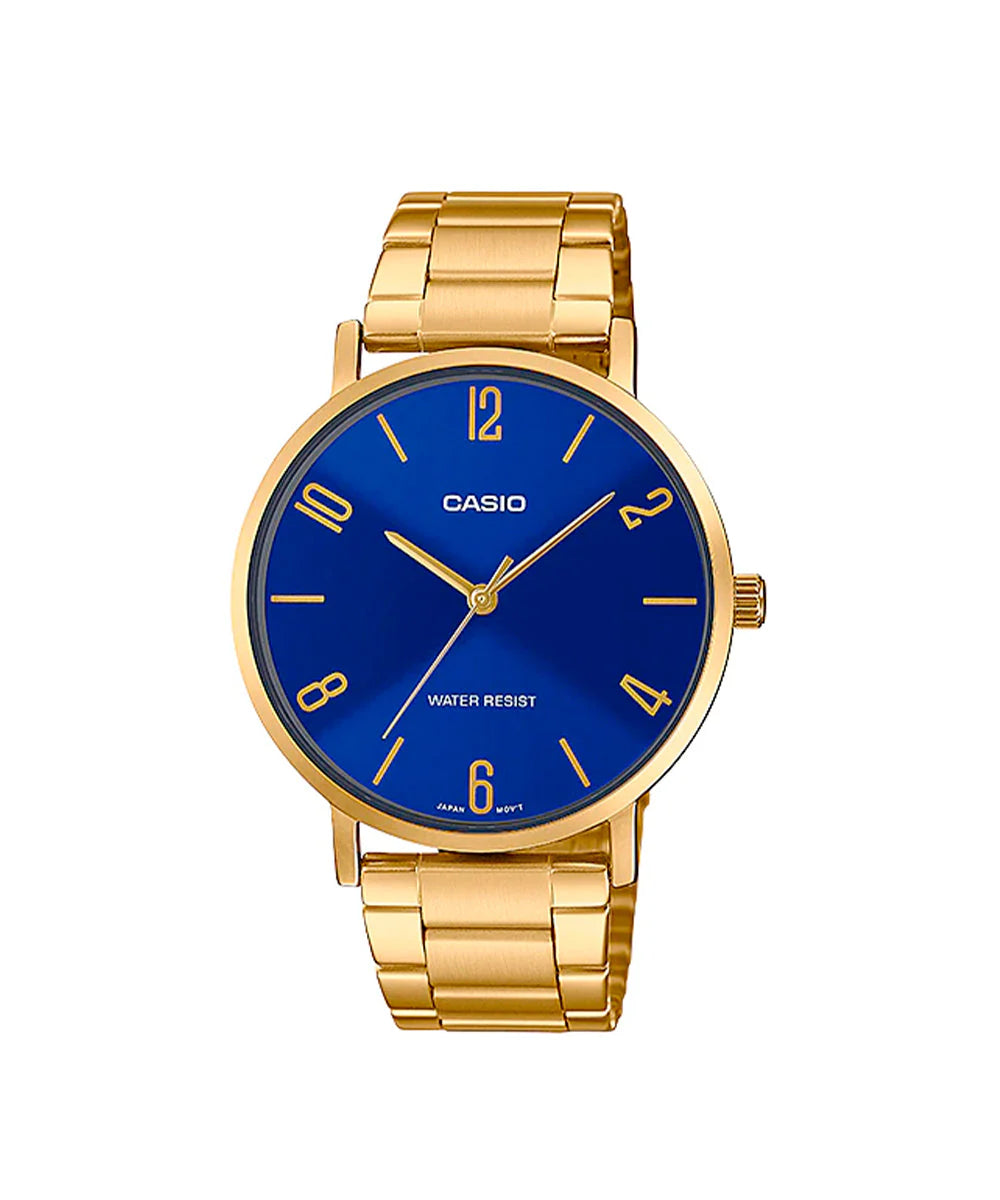 LTP-VT01G-2B2UDF Casio Blue Dial Golden Chain Analog Women's Watch.