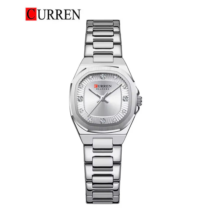 C-9104LCurren WHITE Dial SILVER Stainless Chain Steel Analog Quartz Women's Watch