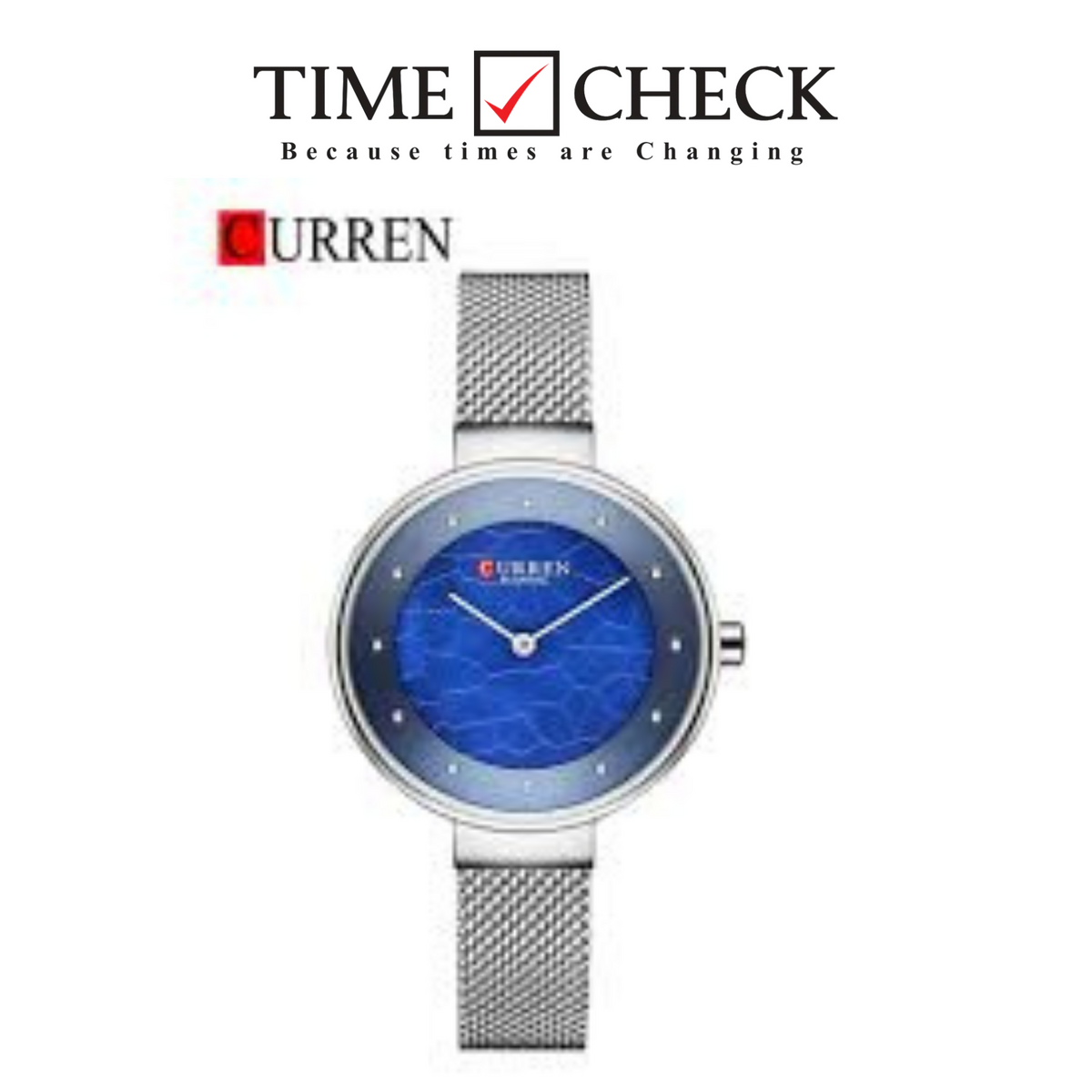 C-9032L Curren Blue Dial Silver Stainless Chain Steel Analog Quartz Women's Watch.