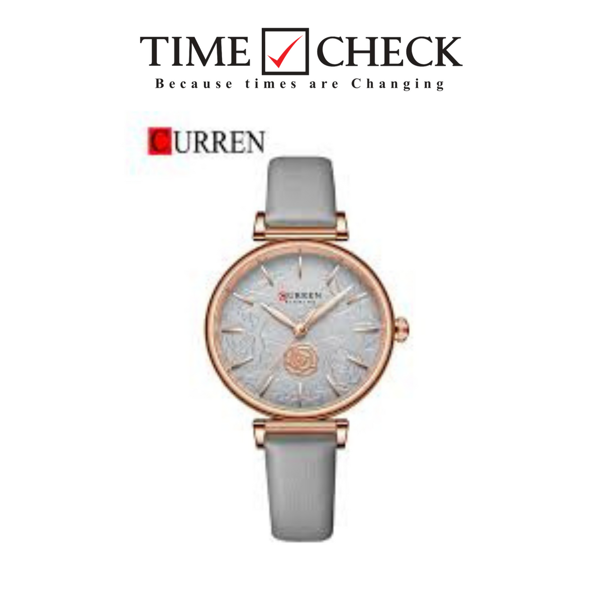 C9078L Curren gray Dial Gray Leather Strap Analog Quartz Women's Watch.