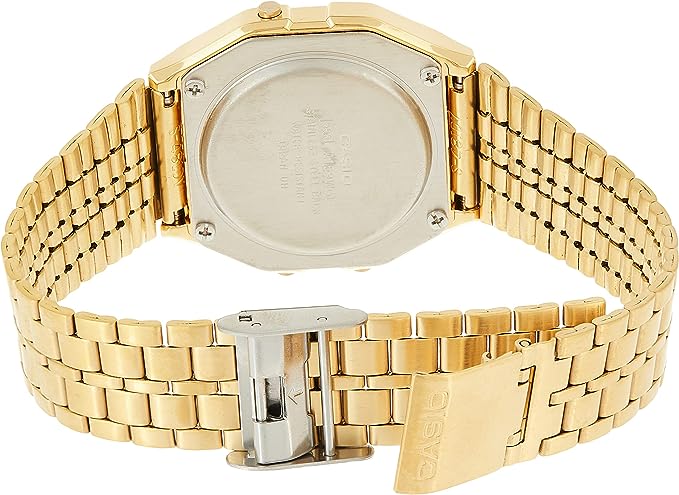 A159WGEA-1DF Casio Stainless Steel Gold Tone Digital Rectangle Unisex Watch. - Timecheck