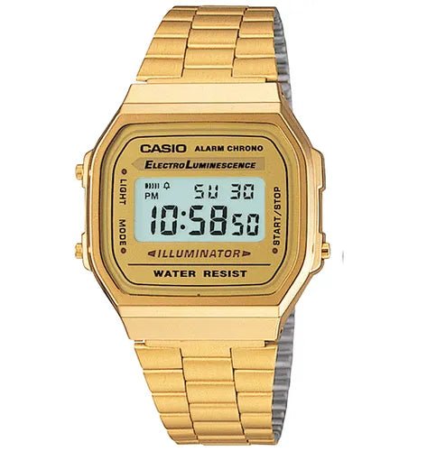 A168WG-9WDF Casio Vintage Gold Metal Band Illuminator Digital Men's Watch. - Timecheck