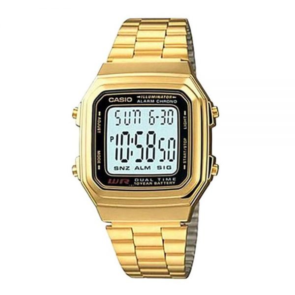 A178WGA-1ADF Casio Vintage Youth Black Dial With Golden Colour Bracelet Unisex Watch. - Timecheck