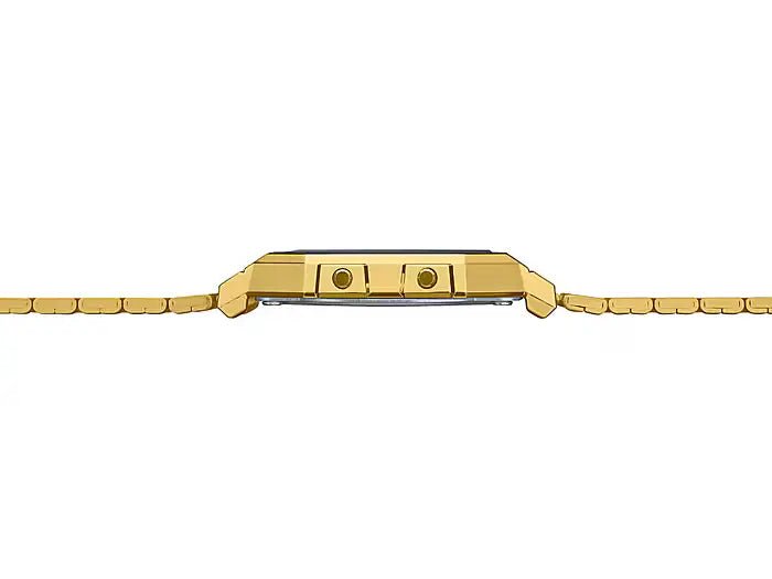 A700WG-9ADF Casio Vintage Digital Rectangle Golden Stainless Steel Bracelet Watch. - Timecheck
