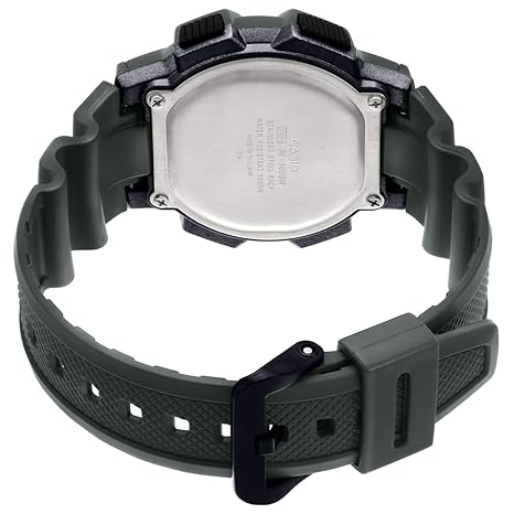 AE-1000W-3AVDF Casio Green Band Youth Digital Grey Dial Men's Watch. - Timecheck