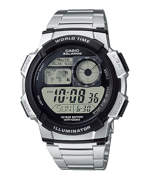 AE-1000WD-1AVDF Casio Gray Dial Stainless Steel Digital Quartz Men's Watch. - Timecheck