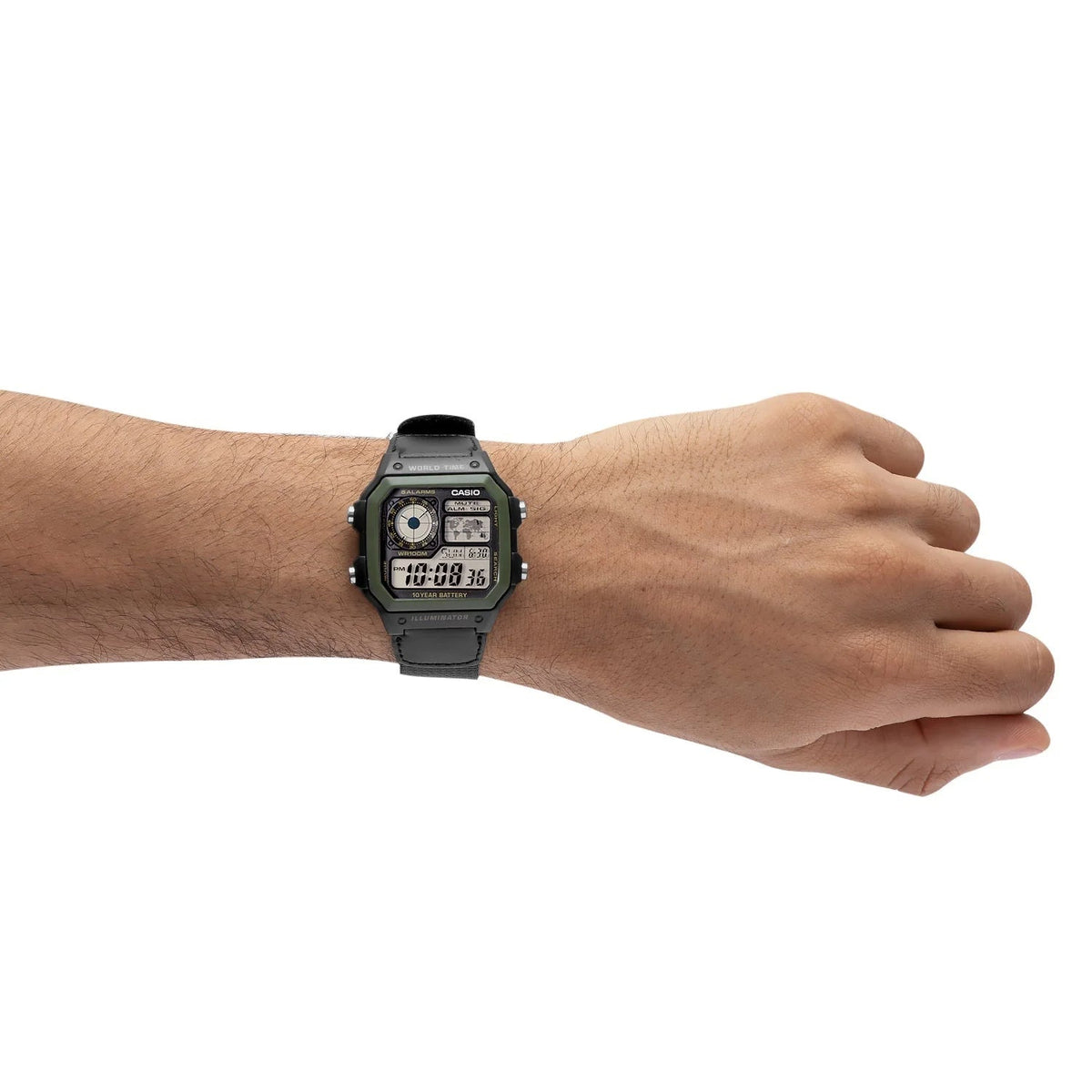 AE-1200WHB-1BVDF Casio Black Resin Digital Quartz Movement Men's Watch. - Timecheck