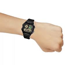 AE-1200WHD-1BVDF Casio Black Resin Digital Quartz Movement Men's Watch. - Timecheck