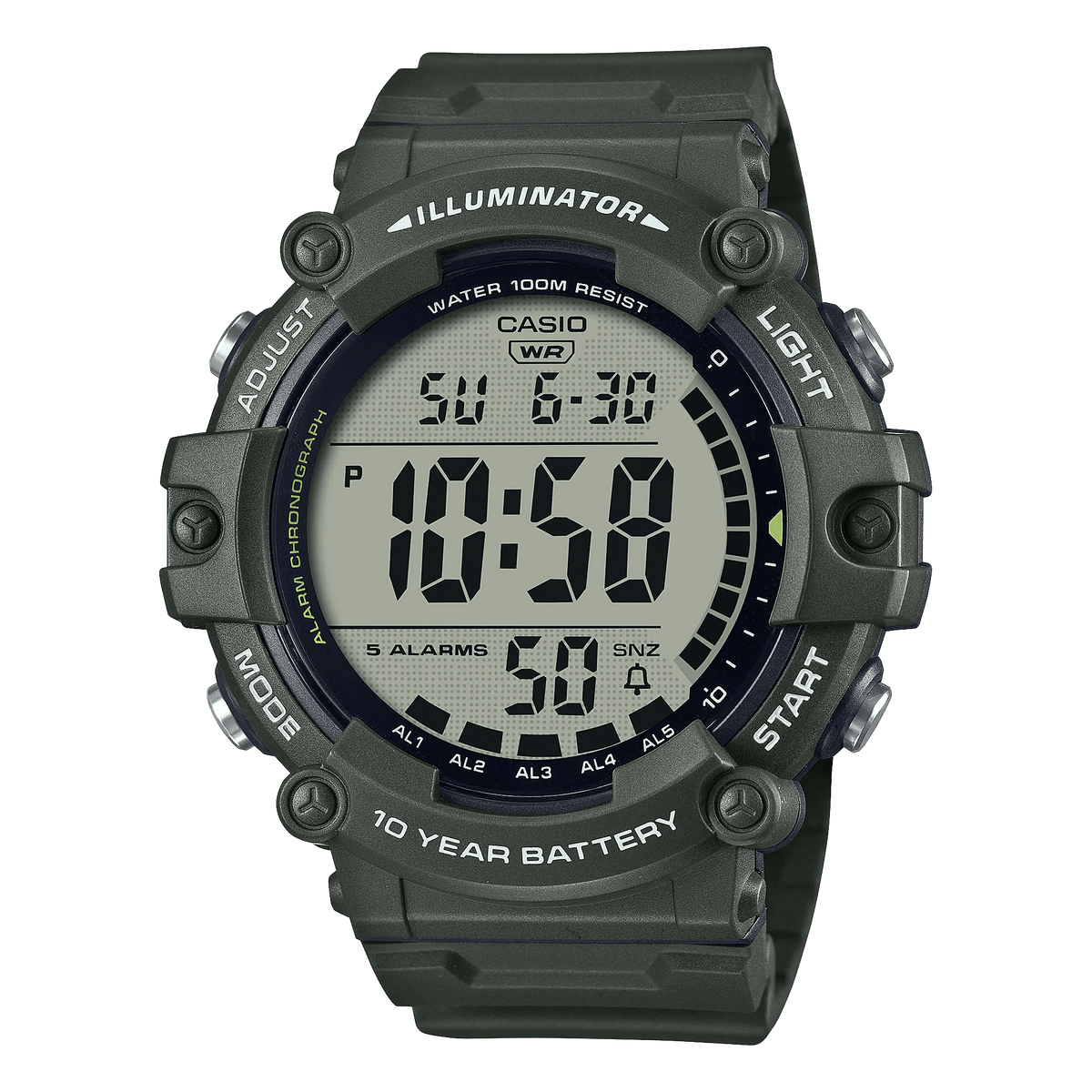 AE-1500WHX-3AVDF Casio Big Dial Digital Sports Youth Men's Wrist Watch. - Timecheck