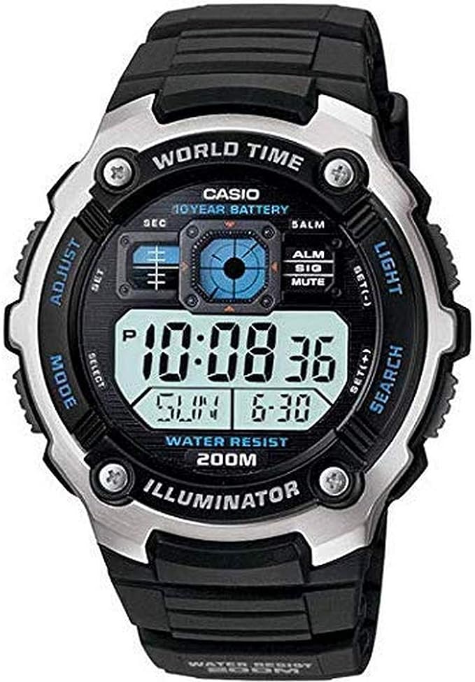 AE-2000W-1AVDF Casio Illuminator Black Strap Quartz Digital Men's Watch. - Timecheck