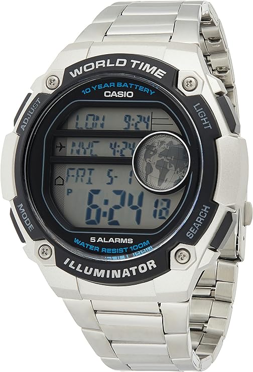 AE-3000WD-1AVDF Casio Illuminator Digital Stainless Steel Band Quartz Men's Watch. - Timecheck