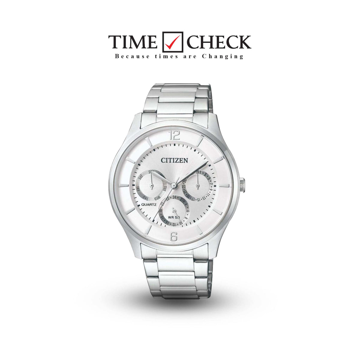 AG8351-86A Citizen Analog White Dial Quartz Multi Function Men's Watch. - Timecheck