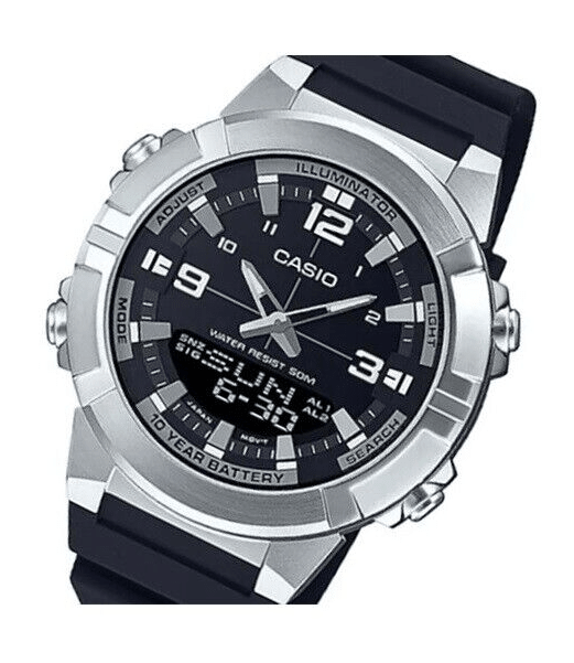 AMW-870-1AVDF Casio Black Dial Black Silicon Strap Digital Analog Men's Quartz Watch. - Timecheck