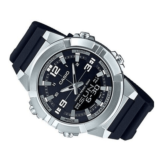 AMW-870-1AVDF Casio Black Dial Black Silicon Strap Digital Analog Men's Quartz Watch. - Timecheck