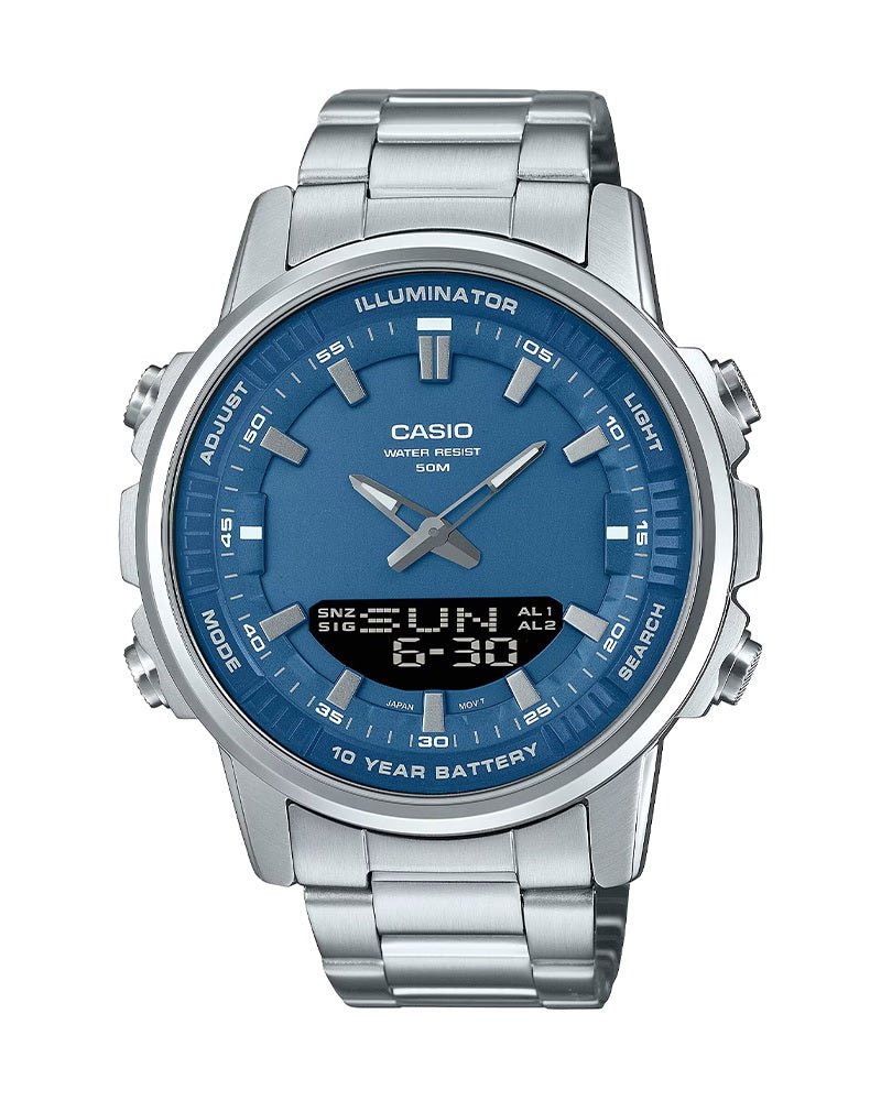 AMW-880D-2A1VDF Casio Silver Stainless Steel Black Dial Men’s Wrist Watch. - Timecheck