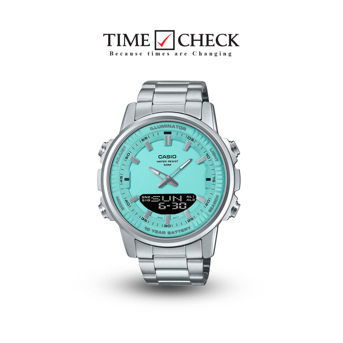 AMW-880D-2A2VDF Casio Silver Stainless Steel Black Dial Men’s Wrist Watch. - Timecheck