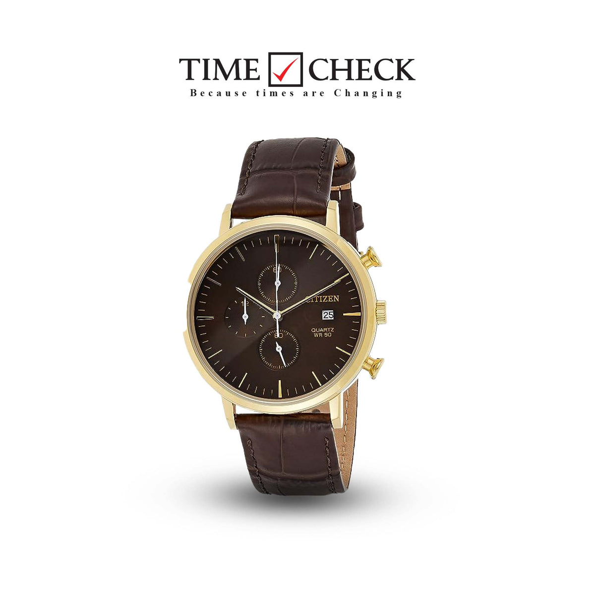 AN3612-09X Citizen Quartz Leather Strap Men's Watch. - Timecheck