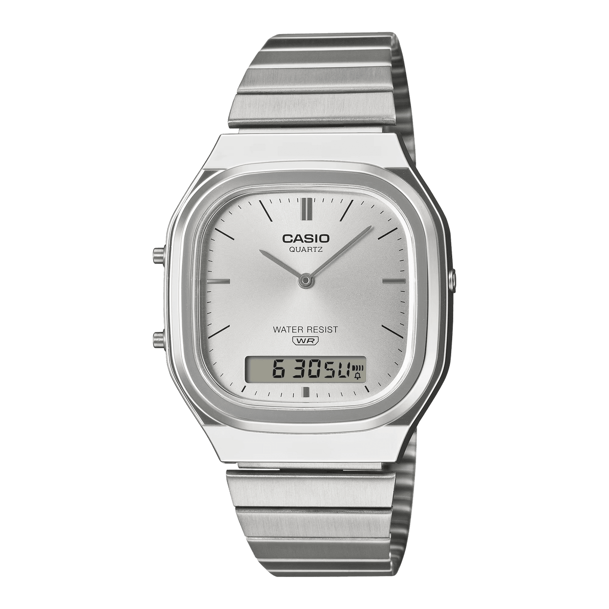 AQ-240E-7ADF Casio White Dial Silver Stainless Steel Chain Analog Men's Watch. - Timecheck