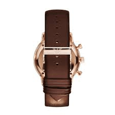 AR0387 Emporio Armani Quartz Chronograph Leather Strap Brown Dial 40mm Men's Watch. - Timecheck
