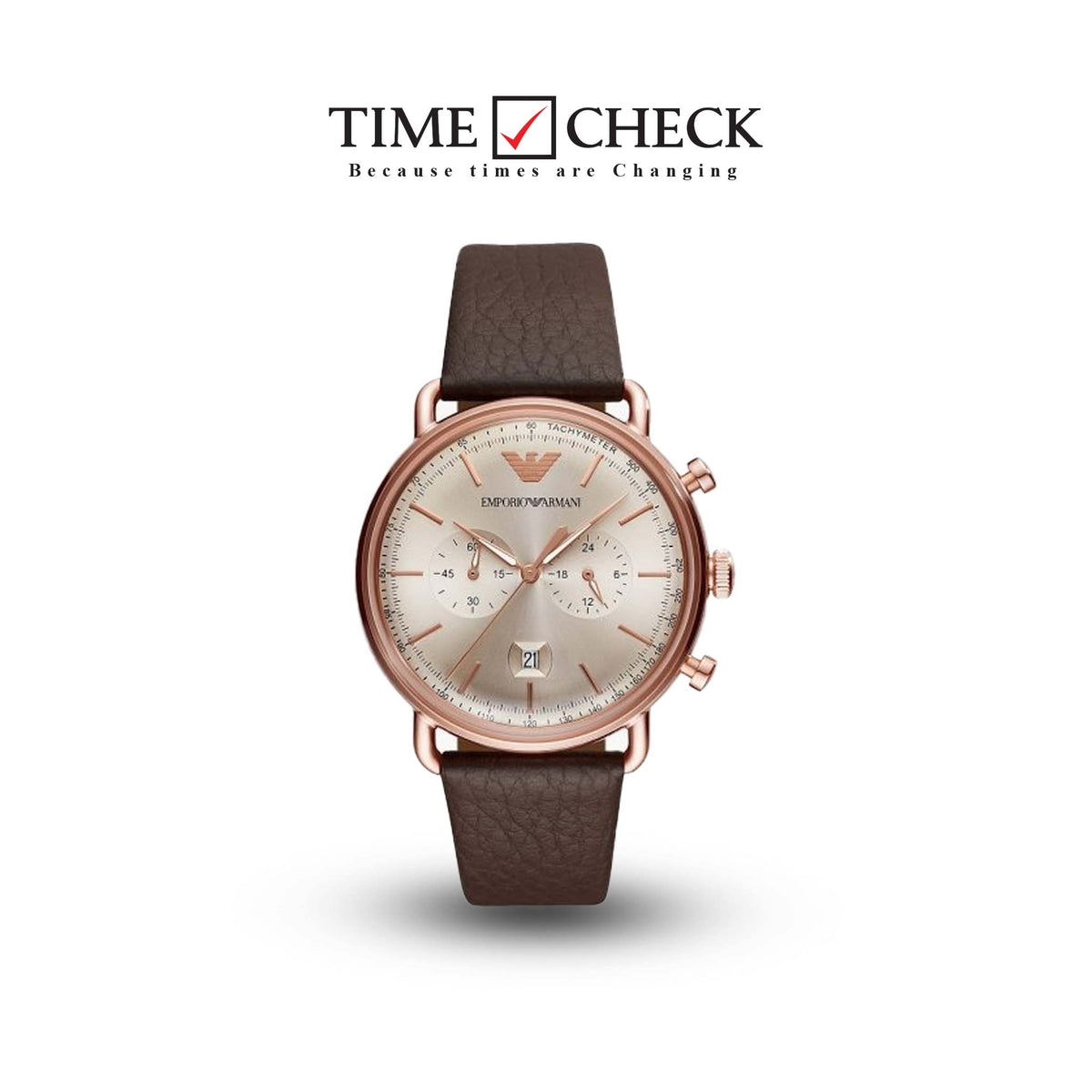 AR11106 Emporio Armani Chronograph Quartz Brown Leather Strap Analog Men'S Watch. - Timecheck