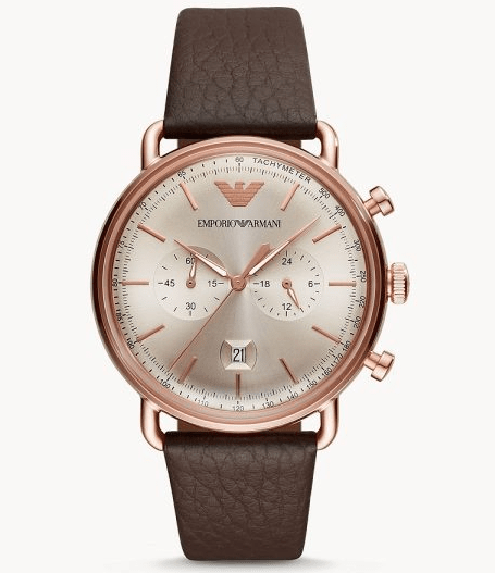 AR11106 Emporio Armani Chronograph Quartz Brown Leather Strap Analog Men'S Watch. - Timecheck