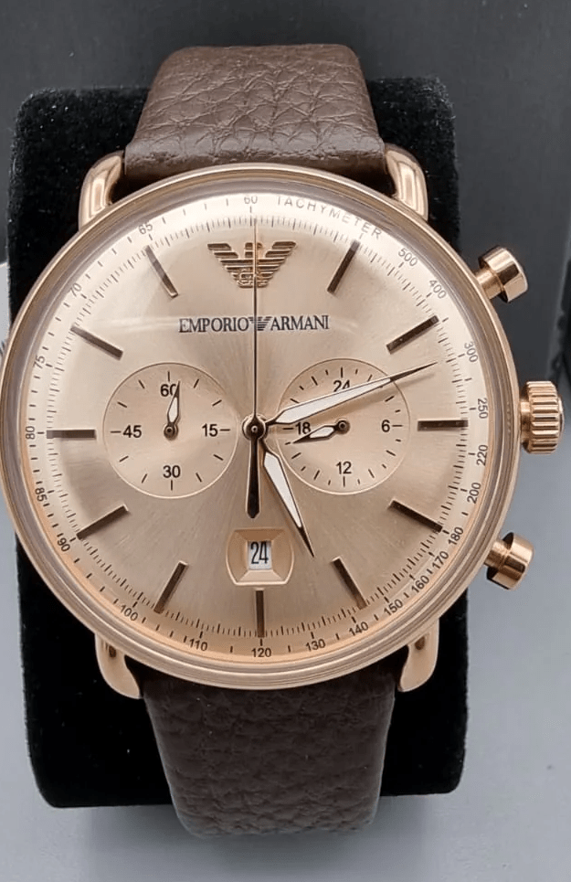 AR11106 Emporio Armani Chronograph Quartz Brown Leather Strap Analog Men'S Watch. - Timecheck
