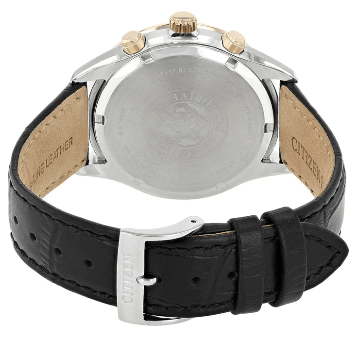 AT2144-11E Citizen Black Dial Black Leather Strap Chronograph Analog Men's Watch. - Timecheck