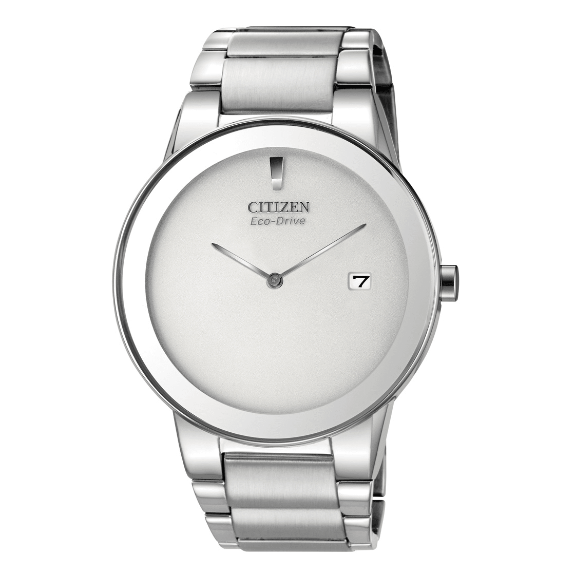 AU1060-51A Citizen Silver Dial Silver Stainless Steel Band Analog Eco Drive Men's Watch. - Timecheck