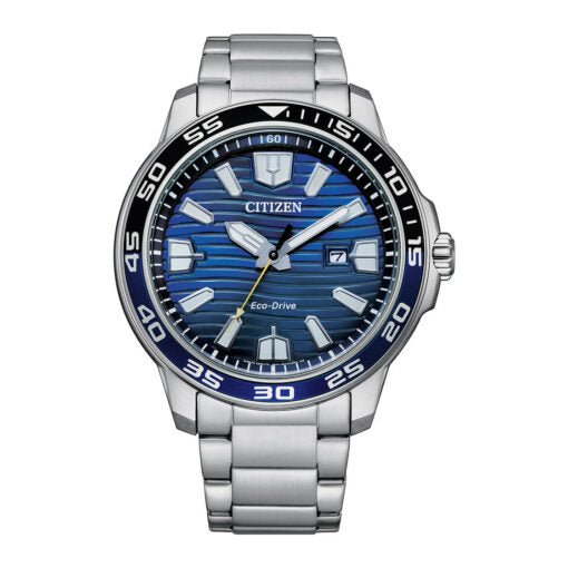 AW1525-81L Citizen with a Stainless Steel Band Men's Analogue Eco-Drive Watch. - Timecheck