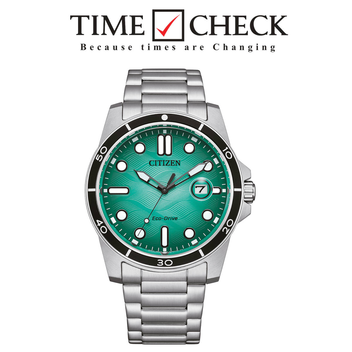 AW1816-89L Citizen Green Dial Silver Chain Watch for Men - Analog Stainless Steel Band - Timecheck