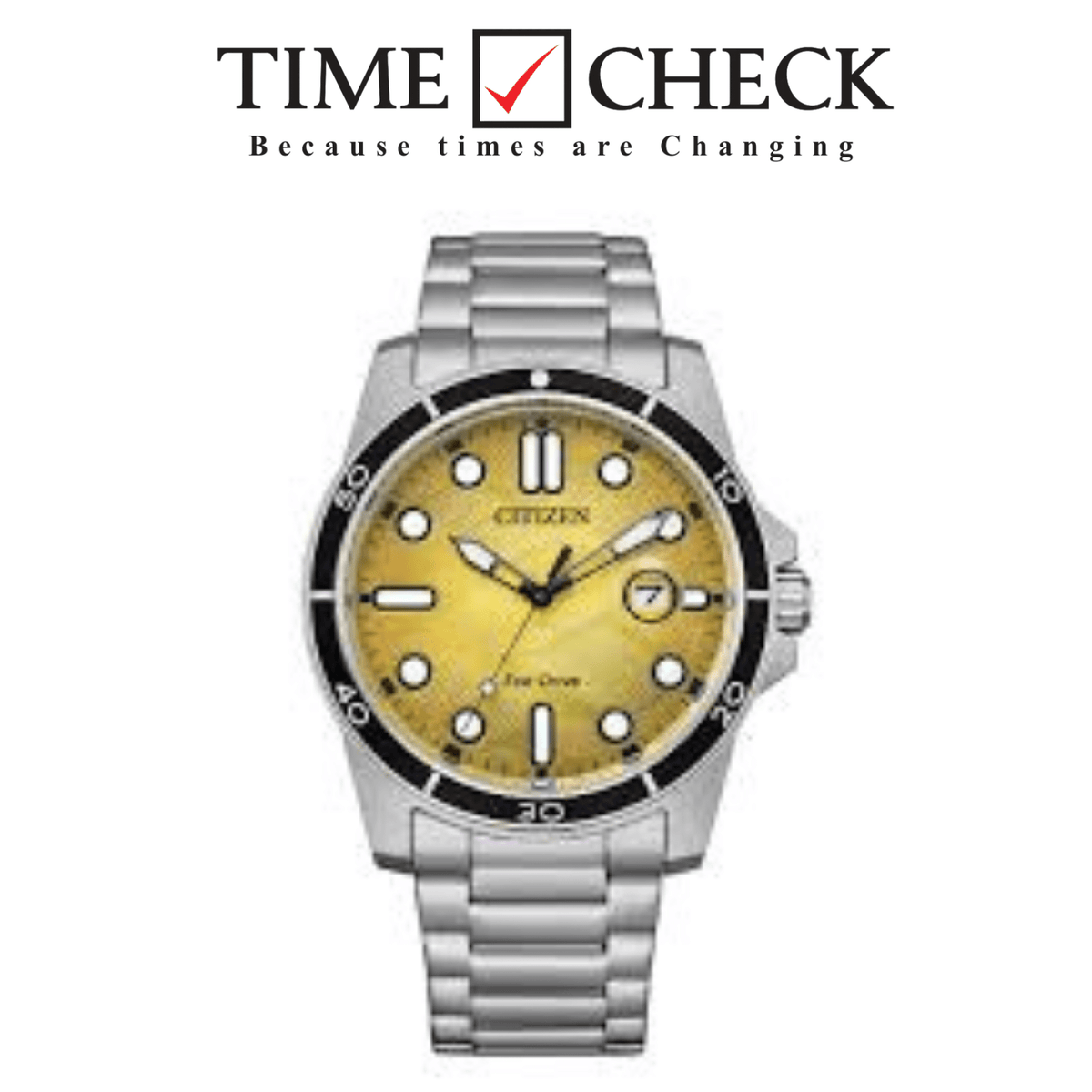 AW1816-89X Citizen Yellow Dial Silver Chain Watch for Men - Analog Stainless Steel - Timecheck