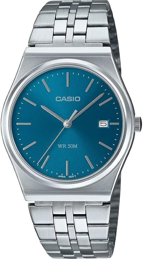 MTP-B145d-2a2VDf Casio BLUE Dial Stainless Steel silver Chain Quartz Men's Watch.