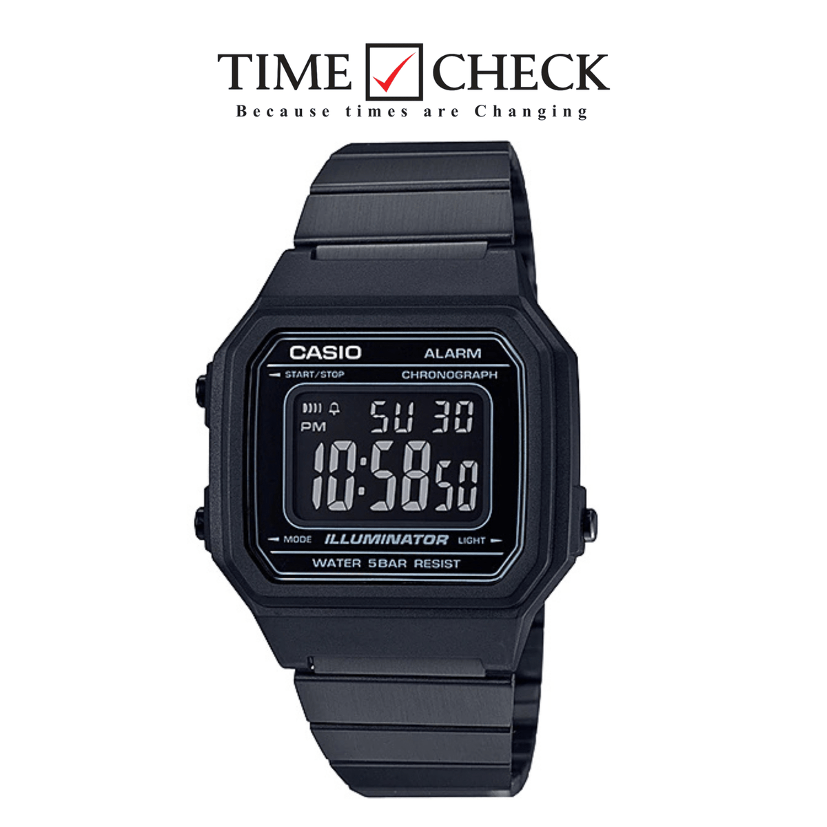 B650WB-1BDF Classic Digital Display Quartz Silver Men's Watch. - Timecheck