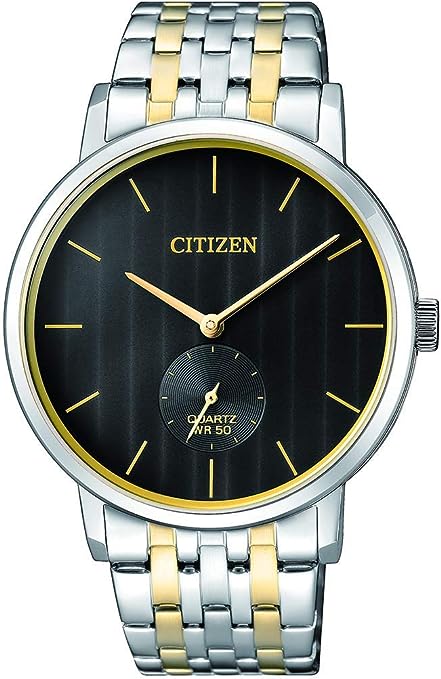 BE9174-55E Citizen Stainless Steel Black Dial Golden Silver Chain Quartz Men's Watch. - Timecheck