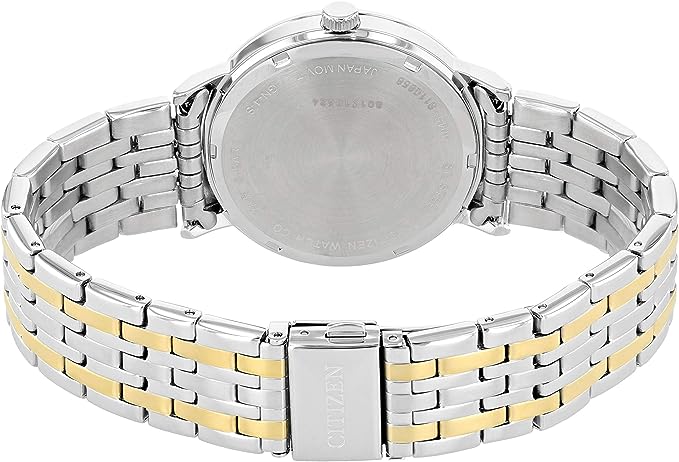 BE9174-55E Citizen Stainless Steel Black Dial Golden Silver Chain Quartz Men's Watch. - Timecheck