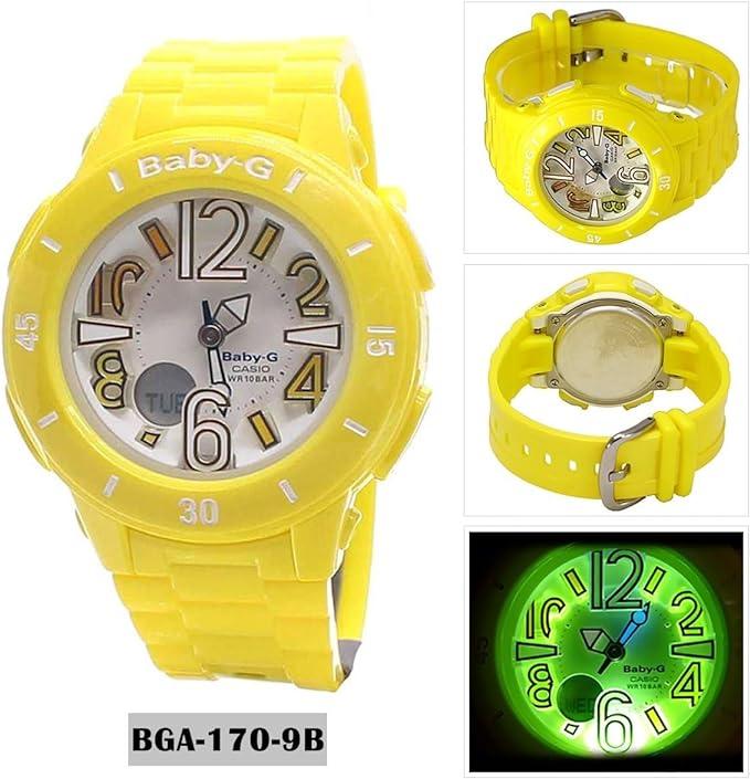 BGA-170-9BDR Casio Baby-G Yellow Analog-Digital Resin Strap Kids Watch. - Timecheck
