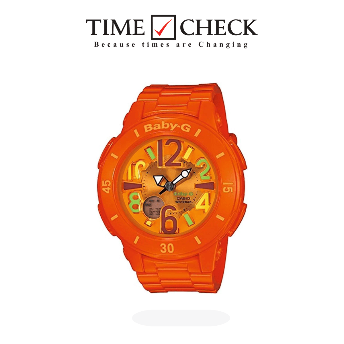 BGA-171-4B2DR Casio Analog-Digital Neon Orange Resin Band Women's Watch. - Timecheck